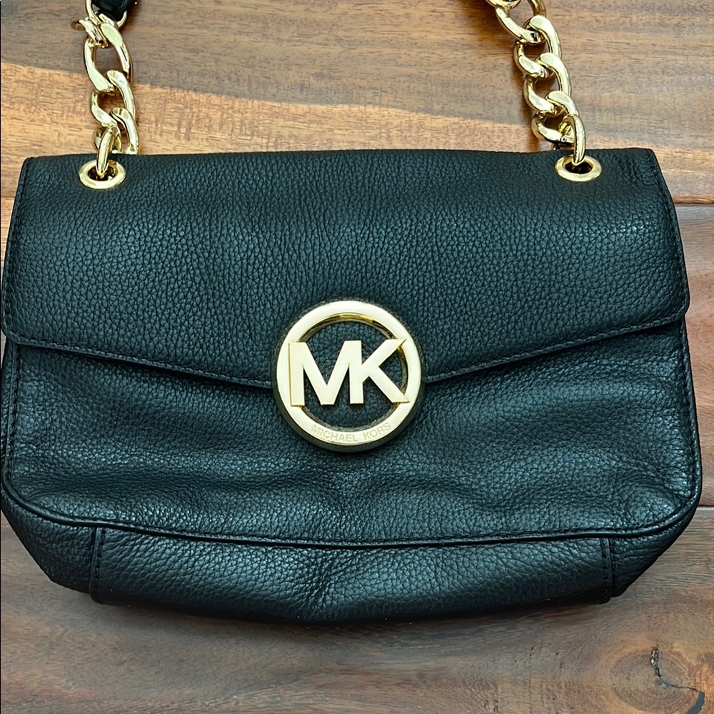 Michael Kors Black with Gold Shoulder Bag with Chain Strap NWT